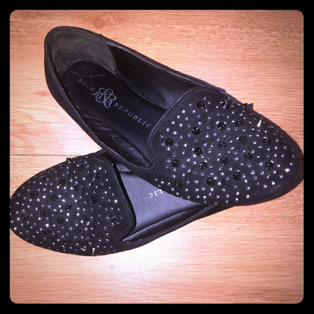 Rock & Republic studded loafers black womens shoes